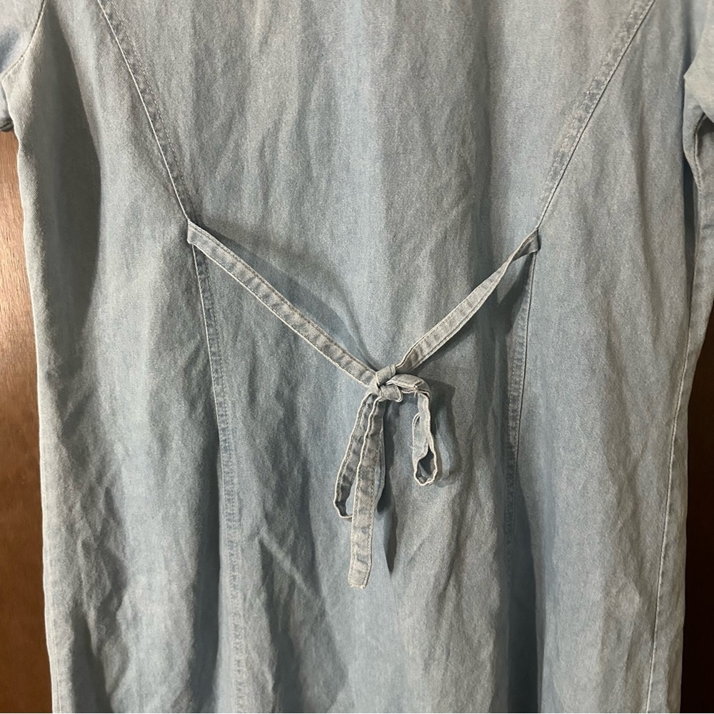 Notations Clothing Co. Sky Blue Floral Embroidered Maxi Button Up Dress Sz L - Picture 10 of 12